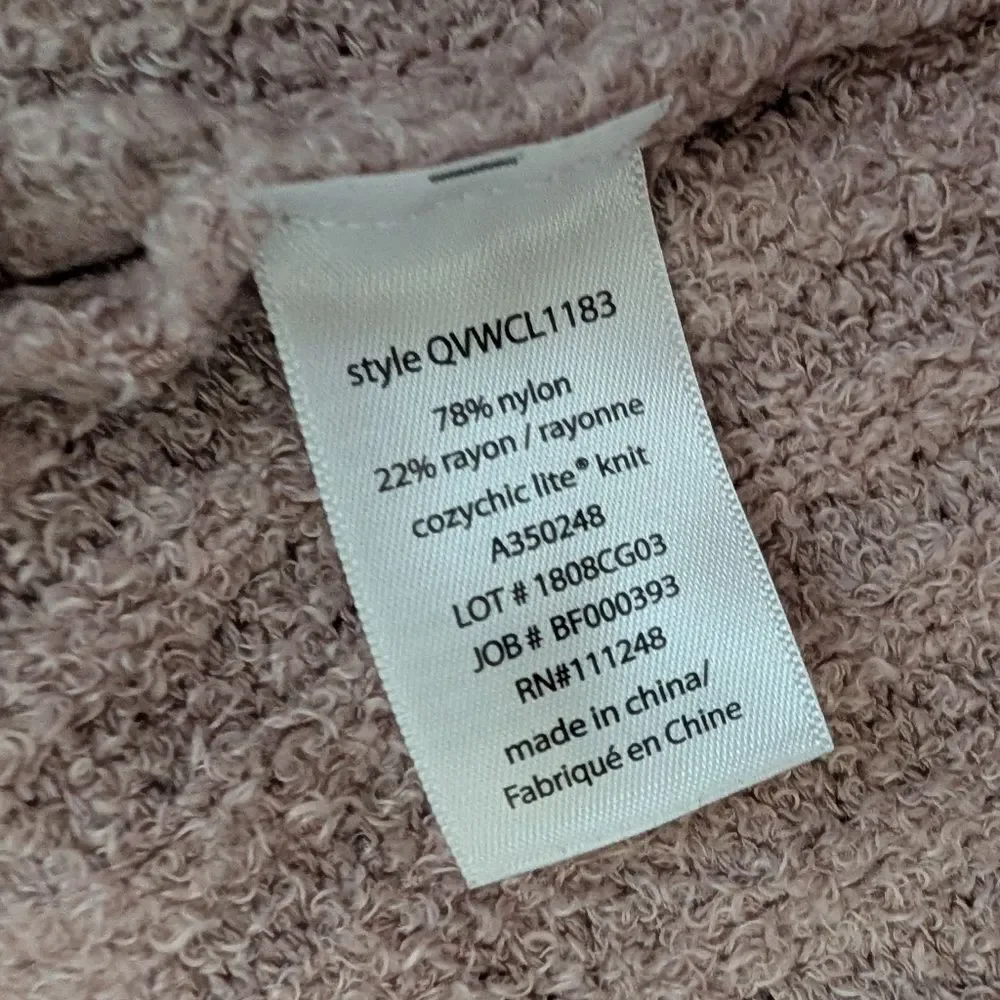 Barefoot Dreams Cozyc chic Lite Ribbed Shrug Cardigan faded rose soft plush L/XL